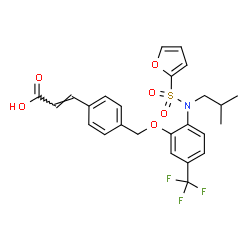 ChemSpider 2D Image | (2E)-3-[4-({2-[(2-Furylsulfonyl)(isobutyl)amino]-5-(trifluoromethyl)phenoxy}methyl)phenyl]acrylic acid | C25H24F3NO6S