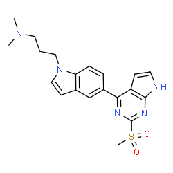 ChemSpider 2D Image | N,N-Dimethyl-3-{5-[2-(methylsulfonyl)-7H-pyrrolo[2,3-d]pyrimidin-4-yl]-1H-indol-1-yl}-1-propanamine | C20H23N5O2S