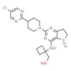ChemSpider 2D Image | [1-({2-[4-(5-Chloro-2-pyrimidinyl)-1-piperidinyl]-5-oxido-6,7-dihydrothieno[3,2-d]pyrimidin-4-yl}amino)cyclobutyl]methanol | C20H25ClN6O2S