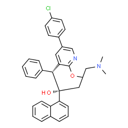 ChemSpider 2D Image | (1R,2S)-1-[5-(4-Chlorophenyl)-2-methoxy-3-pyridinyl]-4-(dimethylamino)-2-(1-naphthyl)-1-phenyl-2-butanol | C34H33ClN2O2