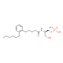 ChemSpider 2D Image | (2R)-2-{[5-(2-Hexylphenyl)pentanoyl]amino}-3-hydroxypropyl dihydrogen phosphate | C20H34NO6P