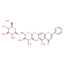 ChemSpider 2D Image | 5-Hydroxy-4-oxo-2-phenyl-4H-chromen-7-yl 6-O-beta-D-glucopyranosyl-beta-L-glucopyranoside | C27H30O14