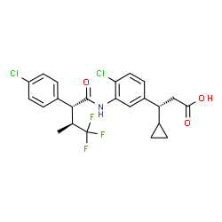 ChemSpider 2D Image | (3R)-3-(4-Chloro-3-{[(2R,3S)-2-(4-chlorophenyl)-4,4,4-trifluoro-3-methylbutanoyl]amino}phenyl)-3-cyclopropylpropanoic acid | C23H22Cl2F3NO3