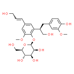 ChemSpider 2D Image | 2-[(2R)-1-Hydroxy-3-(4-hydroxy-3-methoxyphenyl)-2-propanyl]-4-[(1E)-3-hydroxy-1-propen-1-yl]-6-methoxyphenyl beta-D-mannopyranoside | C26H34O11