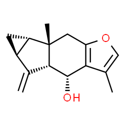 ChemSpider 2D Image | (4R,4aR,5aS,6aS,6bS)-3,6b-Dimethyl-5-methylene-4,4a,5,5a,6,6a,6b,7-octahydrocyclopropa[2,3]indeno[5,6-b]furan-4-ol | C15H18O2