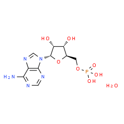 ChemSpider 2D Image | 9-(5-O-Phosphono-alpha-D-ribofuranosyl)-9H-purin-6-amine hydrate (1:1) | C10H16N5O8P