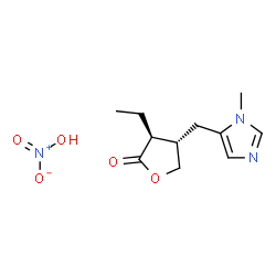ChemSpider 2D Image | (3S,4S)-3-Ethyl-4-[(1-methyl-1H-imidazol-5-yl)methyl]dihydro-2(3H)-furanone nitrate (1:1) | C11H17N3O5