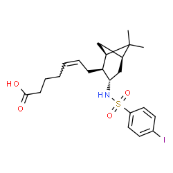 ChemSpider 2D Image | (5Z)-7-[(1R,2S,3S,5R)-3-{[(4-Iodophenyl)sulfonyl]amino}-6,6-dimethylbicyclo[3.1.1]hept-2-yl]-5-heptenoic acid | C22H30INO4S