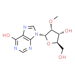 ChemSpider 2D Image | 9-(2-O-Methyl-alpha-D-ribofuranosyl)-9H-purin-6-ol | C11H14N4O5