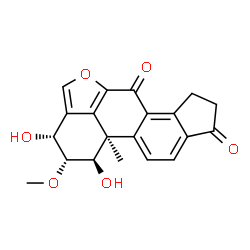 ChemSpider 2D Image | (1R,2S,3R,11bR)-1,3-Dihydroxy-2-methoxy-11b-methyl-1,2,3,7,8,11b-hexahydrocyclopenta[7,8]phenanthro[10,1-bc]furan-6,9-dione | C20H18O6