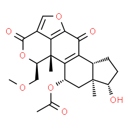 ChemSpider 2D Image | (1S,6bR,9S,9aS,11S,11bS)-9-Hydroxy-1-(methoxymethyl)-9a,11b-dimethyl-3,6-dioxo-1,6,6b,7,8,9,9a,10,11,11b-decahydro-3H-furo[4,3,2-de]indeno[4,5-h]isochromen-11-yl acetate | C23H26O8