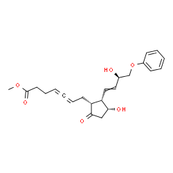 ChemSpider 2D Image | Methyl 7-{(1R,2S,3R)-3-hydroxy-2-[(3R)-3-hydroxy-4-phenoxy-1-buten-1-yl]-5-oxocyclopentyl}-4,5-heptadienoate | C23H28O6