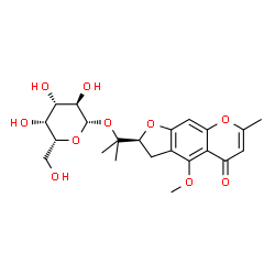 ChemSpider 2D Image | 2-[(2S)-4-Methoxy-7-methyl-5-oxo-2,3-dihydro-5H-furo[3,2-g]chromen-2-yl]-2-propanyl beta-D-galactopyranoside | C22H28O10