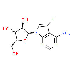 ChemSpider 2D Image | 5-Fluoro-7-(beta-D-xylofuranosyl)-7H-pyrrolo[2,3-d]pyrimidin-4-amine | C11H13FN4O4