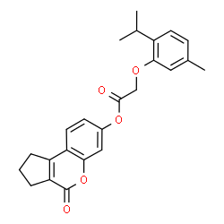 ChemSpider 2D Image | 4-Oxo-1,2,3,4-tetrahydrocyclopenta[c]chromen-7-yl (2-isopropyl-5-methylphenoxy)acetate | C24H24O5