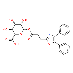ChemSpider 2D Image | 1-O-[3-(4,5-Diphenyl-1,3-oxazol-2-yl)propanoyl]-beta-D-mannopyranuronic acid | C24H23NO9