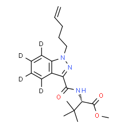 ChemSpider 2D Image | Methyl 3-methyl-N-{[1-(4-penten-1-yl)(~2~H_4_)-1H-indazol-3-yl]carbonyl}-L-valinate | C20H23D4N3O3
