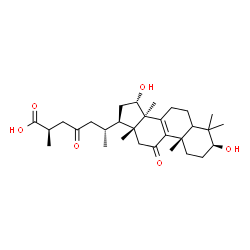 ChemSpider 2D Image | (3beta,5xi,15alpha,25R)-3,15-Dihydroxy-11,23-dioxolanost-8-en-26-oic acid | C30H46O6