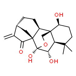 ChemSpider 2D Image | (1alpha,5beta,6beta,7alpha,8alpha,9beta,10alpha,13alpha)-1,6,7-Trihydroxy-7,20-epoxykaur-16-en-15-one | C20H28O5