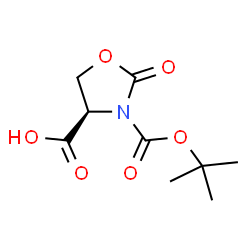 ChemSpider 2D Image | (4R)-3-{[(2-Methyl-2-propanyl)oxy]carbonyl}-2-oxo-1,3-oxazolidine-4-carboxylic acid | C9H13NO6