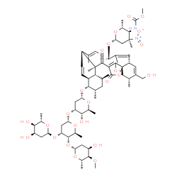 ChemSpider 2D Image | (1S,3R,6S,9S,11E,13S,16S,17S,18S,20S,21R,22S)-27-Hydroxy-4-(hydroxymethyl)-3,8,12,18,20,22-hexamethyl-23,25-dioxo-9-({2,3,4,6-tetradeoxy-4-[(methoxycarbonyl)amino]-3-methyl-3-nitro-beta-D-xylo-hexopyr
anosyl}oxy)-26-oxapentacyclo[22.2.1.0~1,6~.0~13,22~.0~16,21~]heptacosa-4,7,11,14,24(27)-pentaen-17-yl 2,6-dideoxy-alpha-L-ribo-hexopyranosyl-(1->3)-[2,6-dideoxy-4-O-methyl-beta-L-ribo-hexopyranosyl-(1
->4)]-2,6-dideoxy-alpha-L-ribo-hexopyranosyl-(1->3)-2,6-dideoxy-alpha-L-ribo-hexopyranoside | C67H100N2O24