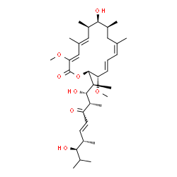 ChemSpider 2D Image | (3Z,5E,7R,8S,9S,11Z,13E,15S,16R)-16-[(2S,3R,4S,6E,8S,9R)-3,9-Dihydroxy-4,8,10-trimethyl-5-oxo-6-undecen-2-yl]-8-hydroxy-3,15-dimethoxy-5,7,9,11-tetramethyloxacyclohexadeca-3,5,11,13-tetraen-2-one | C35H56O8