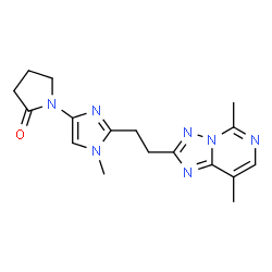ChemSpider 2D Image | 1-{2-[2-(5,8-Dimethyl[1,2,4]triazolo[1,5-c]pyrimidin-2-yl)ethyl]-1-methyl-1H-imidazol-4-yl}-2-pyrrolidinone | C17H21N7O