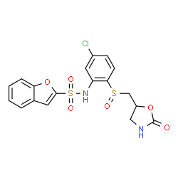 ChemSpider 2D Image | N-(5-Chloro-2-{[(2-oxo-1,3-oxazolidin-5-yl)methyl]sulfinyl}phenyl)-1-benzofuran-2-sulfonamide | C18H15ClN2O6S2