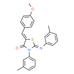 ChemSpider 2D Image | (2Z,5Z)-5-(4-Methoxybenzylidene)-3-(3-methylphenyl)-2-[(3-methylphenyl)imino]-1,3-thiazolidin-4-one | C25H22N2O2S