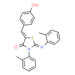 ChemSpider 2D Image | (2Z,5Z)-5-(4-Hydroxybenzylidene)-3-(2-methylphenyl)-2-[(2-methylphenyl)imino]-1,3-thiazolidin-4-one | C24H20N2O2S