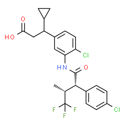 ChemSpider 2D Image | 3-(4-Chloro-3-{[(2S,3R)-2-(4-chlorophenyl)-4,4,4-trifluoro-3-methylbutanoyl]amino}phenyl)-3-cyclopropylpropanoic acid | C23H22Cl2F3NO3