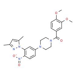 ChemSpider 2D Image | (3,4-Dimethoxyphenyl){4-[3-(3,5-dimethyl-1H-pyrazol-1-yl)-4-nitrophenyl]-1-piperazinyl}methanone | C24H27N5O5