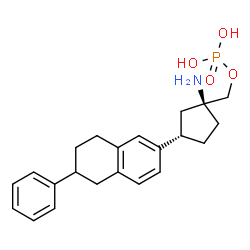 ChemSpider 2D Image | [(1S,3S)-1-Amino-3-(6-phenyl-5,6,7,8-tetrahydro-2-naphthalenyl)cyclopentyl]methyl dihydrogen phosphate | C22H28NO4P