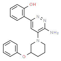 ChemSpider 2D Image | 2-[6-Amino-5-(3-phenoxy-1-piperidinyl)-3-pyridazinyl]phenol | C21H22N4O2