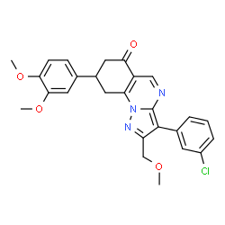 ChemSpider 2D Image | 3-(3-Chlorophenyl)-8-(3,4-dimethoxyphenyl)-2-(methoxymethyl)-8,9-dihydropyrazolo[1,5-a]quinazolin-6(7H)-one | C26H24ClN3O4
