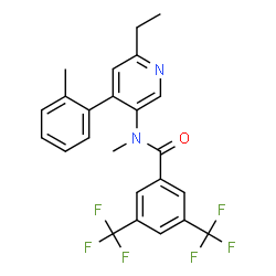 ChemSpider 2D Image | N-[6-Ethyl-4-(2-methylphenyl)-3-pyridinyl]-N-methyl-3,5-bis(trifluoromethyl)benzamide | C24H20F6N2O