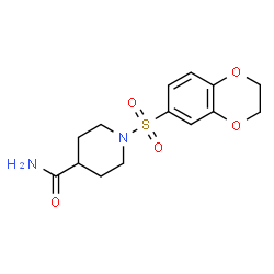 ChemSpider 2D Image | 1-(2,3-Dihydro-1,4-benzodioxin-6-ylsulfonyl)-4-piperidinecarboxamide | C14H18N2O5S