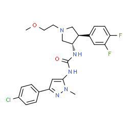 ChemSpider 2D Image | 1-[3-(4-Chlorophenyl)-1-methyl-1H-pyrazol-5-yl]-3-[(3S,4R)-4-(3,4-difluorophenyl)-1-(2-methoxyethyl)-3-pyrrolidinyl]urea | C24H26ClF2N5O2