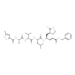 ChemSpider 2D Image | N-[(5-Methyl-1,2-oxazol-3-yl)carbonyl]-L-alanyl-D-valyl-N-{(2S,3E)-5-(benzyloxy)-5-oxo-1-[(3S)-2-oxo-3-pyrrolidinyl]-3-penten-2-yl}-L-leucinamide | C35H48N6O8