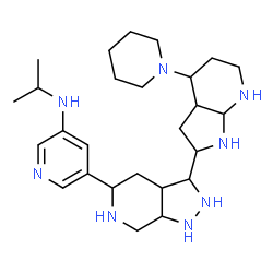 ChemSpider 2D Image | N-Isopropyl-5-{3-[4-(1-piperidinyl)octahydro-1H-pyrrolo[2,3-b]pyridin-2-yl]octahydro-1H-pyrazolo[3,4-c]pyridin-5-yl}-3-pyridinamine | C26H44N8