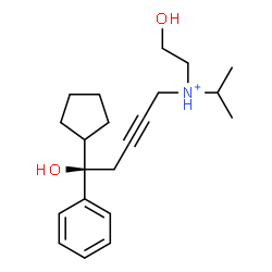 ChemSpider 2D Image | (5R)-5-Cyclopentyl-5-hydroxy-N-(2-hydroxyethyl)-N-isopropyl-5-phenyl-2-pentyn-1-aminium | C21H32NO2
