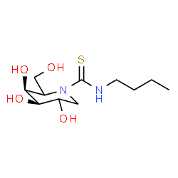 ChemSpider 2D Image | (3S,4R)-N-Butyl-3,4,5-trihydroxy-2-(hydroxymethyl)-1-piperidinecarbothioamide | C11H22N2O4S