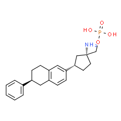 ChemSpider 2D Image | {(1R,3S)-1-Amino-3-[(6S)-6-phenyl-5,6,7,8-tetrahydro-2-naphthalenyl]cyclopentyl}methyl dihydrogen phosphate | C22H28NO4P