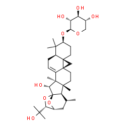 ChemSpider 2D Image | (1S,2R,3R,7R,9S,12R,14R,17R,18R,19R,21R,22R)-2-Hydroxy-22-(2-hydroxy-2-propanyl)-3,8,8,17,19-pentamethyl-23,24-dioxaheptacyclo[19.2.1.0~1,18~.0~3,17~.0~4,14~.0~7,12~.0~12,14~]tetracos-4-en-9-yl beta-D
-xylopyranoside | C35H54O9