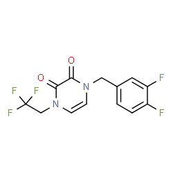 ChemSpider 2D Image | 1-(3,4-Difluorobenzyl)-4-(2,2,2-trifluoroethyl)-1,4-dihydro-2,3-pyrazinedione | C13H9F5N2O2