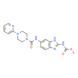 ChemSpider 2D Image | Methyl [6-({[4-(2-pyridinyl)-1-piperazinyl]carbonyl}amino)-1H-benzimidazol-2-yl]carbamate | C19H21N7O3
