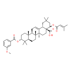 ChemSpider 2D Image | (3alpha,22beta)-3-[(3-Methoxybenzoyl)oxy]-22-[(3-methyl-2-butenoyl)oxy]olean-12-en-28-oic acid | C43H60O7