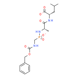 ChemSpider 2D Image | (2S)-2-({N-[({[(Benzyloxy)carbonyl]amino}methyl)phosphinato]-L-alanyl}amino)-4-methylpentanoate | C18H26N3O7P