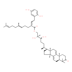ChemSpider 2D Image | (5beta,14beta,20S,24S,25S)-24,25-Dihydroxy-3-oxolanosta-7,9(11)-dien-27-yl (2Z,5E)-2-[2-(2,5-dihydroxyphenyl)ethylidene]-6,10-dimethyl-5,9-undecadienoate | C51H74O7