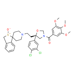 ChemSpider 2D Image | 1'-{2-[(5S)-5-(3,4-Dichlorophenyl)-3-(3,4,5-trimethoxybenzoyl)-1,3-oxazolidin-5-yl]ethyl}-3H-spiro[2-benzothiophenium-1,4'-piperidin]-2-olate | C33H36Cl2N2O6S